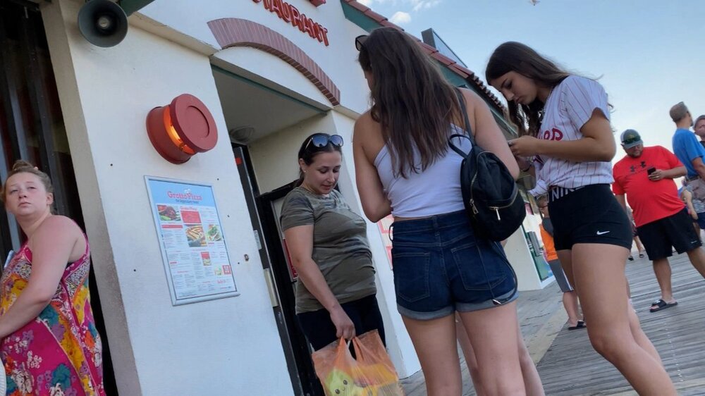 Teen in shorts and a tight striped top. (1).jpg